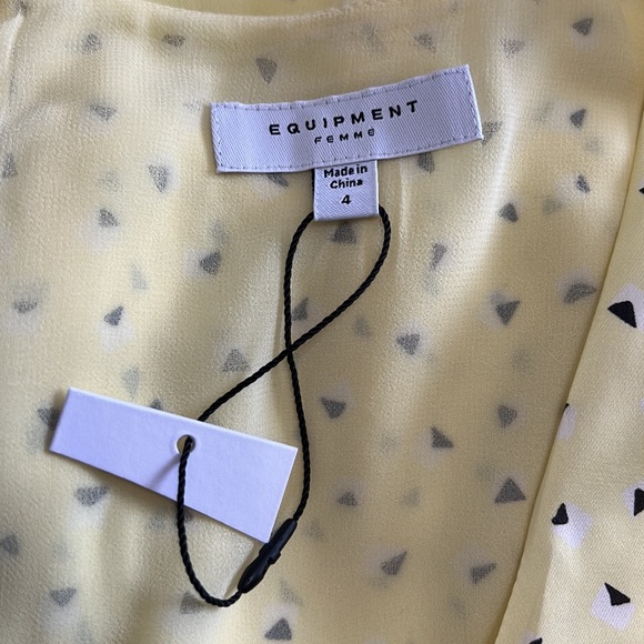 New Equipment Wrap Front Muti Media Silk Midi Dress Yellow Size 4 - Picture 11 of 16